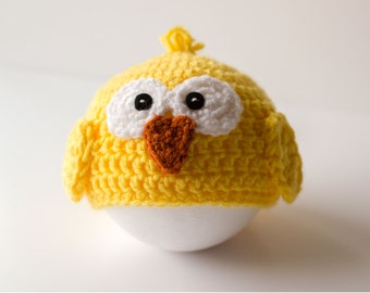 Crochet Baby Chicken Hat: Yellow Acrylic Chick Costume
