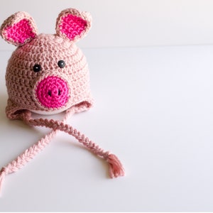 READY TO SHIP Crochet Pig Hat, Sizes Newborn to Toddler image 5