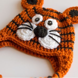 READY TO SHIP Crochet Tiger Hat, Sizes Newborn to Toddler/Kid image 4