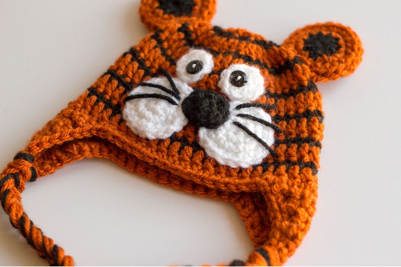 READY TO SHIP Crochet Tiger Hat, Sizes Newborn to Toddler/Kid image 4