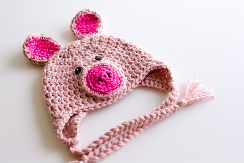 READY TO SHIP Crochet Pig Hat, Sizes Newborn to Toddler image 6