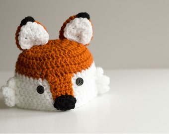 READY TO SHIP Crochet Fox Hat, Sizes Baby to Toddler and Child