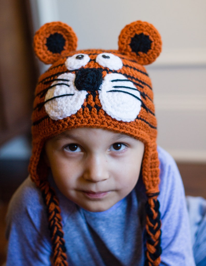 READY TO SHIP Crochet Tiger Hat, Sizes Newborn to Toddler/Kid image 9