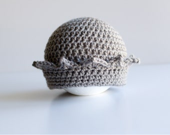 Crochet Baby Gray Crown Hat, Sizes Newborn to Toddler