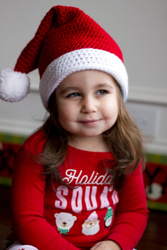 READY TO SHIP Crochet Baby Santa Hat Newborn Red Christmas Hat
