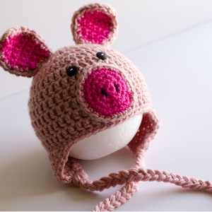 READY TO SHIP Crochet Pig Hat, Sizes Newborn to Toddler image 2