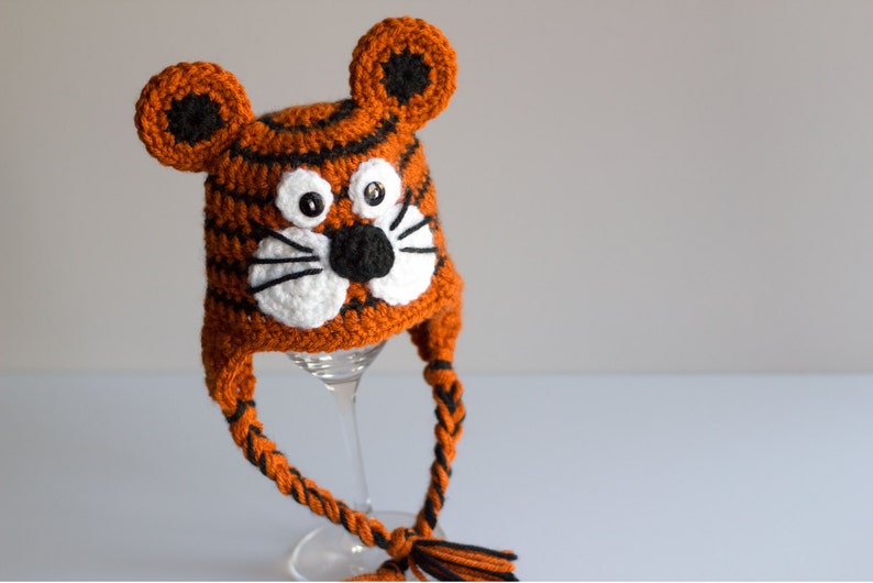 READY TO SHIP Crochet Tiger Hat, Sizes Newborn to Toddler/Kid image 3