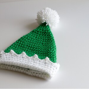 READY TO SHIP Crochet Green Santa's Elf Hat, Sizes Newborn Baby to Toddler/Child/Kid image 9