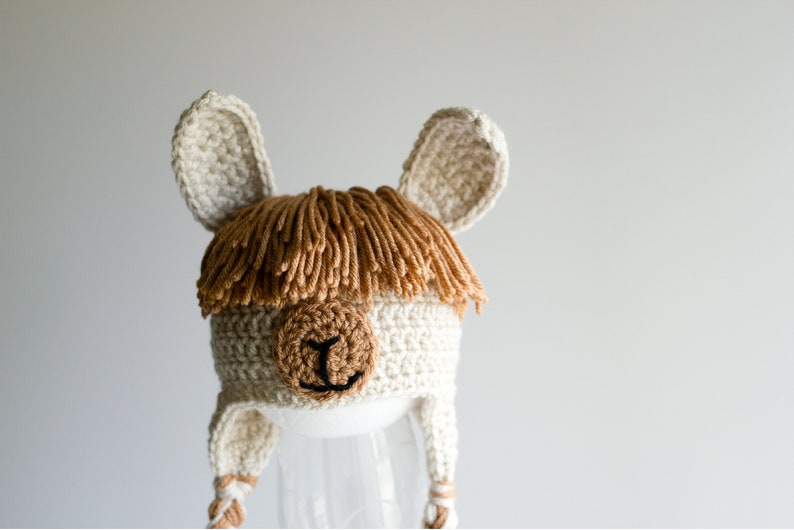 READY TO SHIP Crochet Llama Hat, Sizes Newborn to Toddler image 1