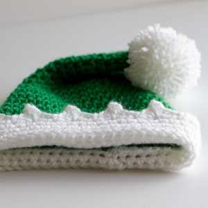 READY TO SHIP Crochet Green Santa's Elf Hat, Sizes Newborn Baby to Toddler/Child/Kid image 8