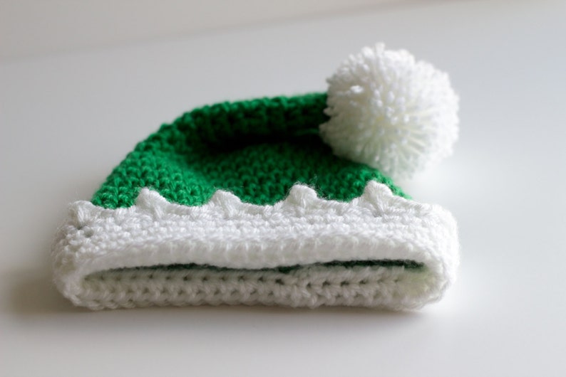 READY TO SHIP Crochet Green Santa's Elf Hat, Sizes Newborn Baby to Toddler/Child/Kid image 8