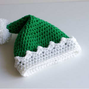 READY TO SHIP Crochet Green Santa's Elf Hat, Sizes Newborn Baby to Toddler/Child/Kid image 7