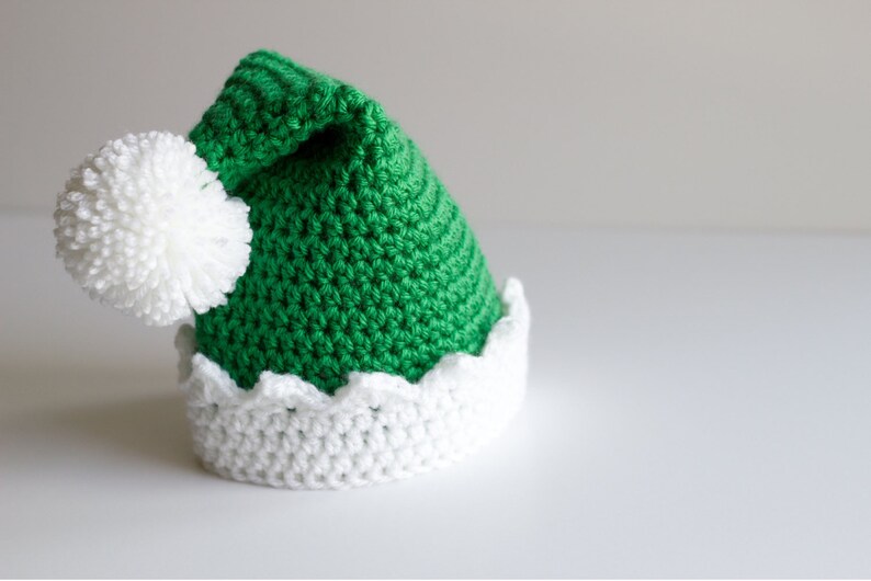 READY TO SHIP Crochet Green Santa's Elf Hat, Sizes Newborn Baby to Toddler/Child/Kid image 5