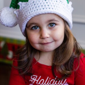 READY TO SHIP Crochet Green Santa's Elf Hat, Sizes Newborn Baby to Toddler/Child/Kid image 2