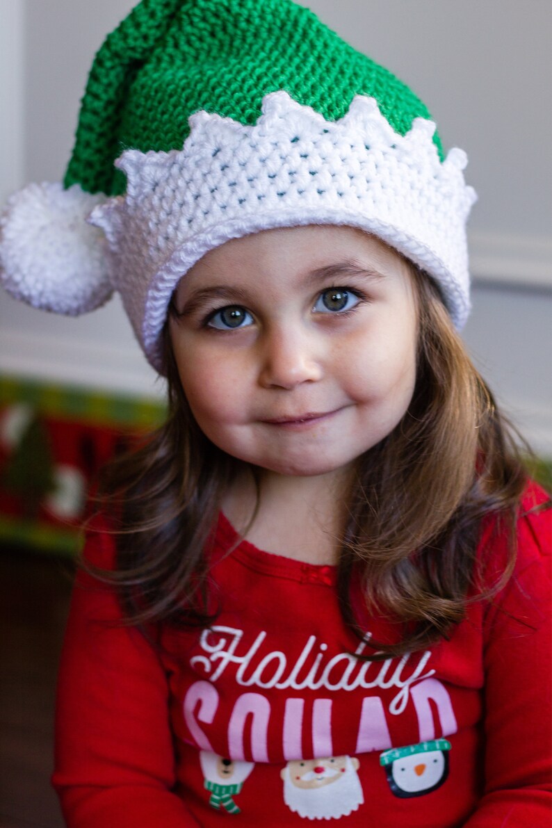 READY TO SHIP Crochet Green Santa's Elf Hat, Sizes Newborn Baby to Toddler/Child/Kid image 2