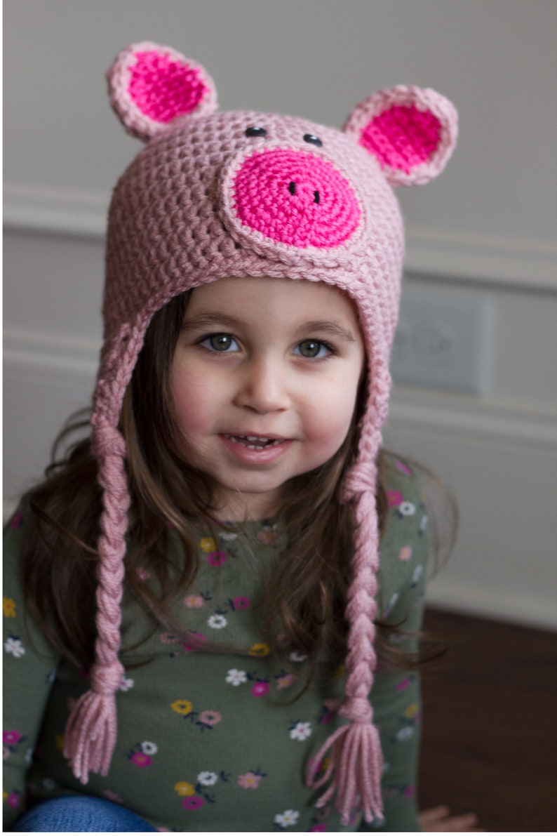 READY TO SHIP Crochet Pig Hat, Sizes Newborn to Toddler image 9