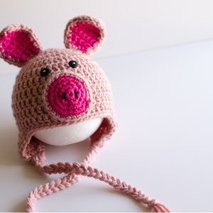 READY TO SHIP Crochet Pig Hat, Sizes Newborn to Toddler image 3