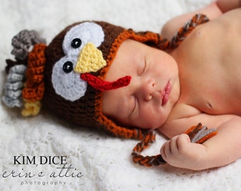 READY TO SHIP Crochet Turkey Hat: Newborn to Toddler/Child, Thanksgiving Photo Prop