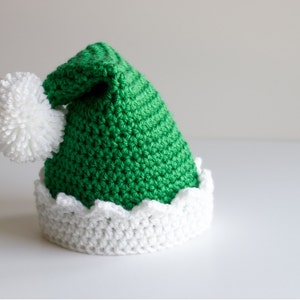 READY TO SHIP Crochet Green Santa's Elf Hat, Sizes Newborn Baby to Toddler/Child/Kid image 6