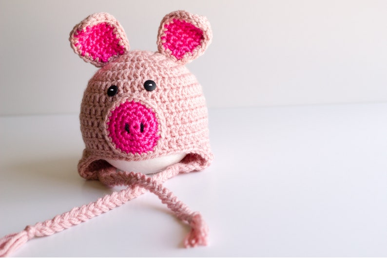 READY TO SHIP Crochet Pig Hat, Sizes Newborn to Toddler image 4