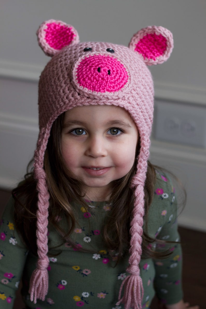 READY TO SHIP Crochet Pig Hat, Sizes Newborn to Toddler image 8