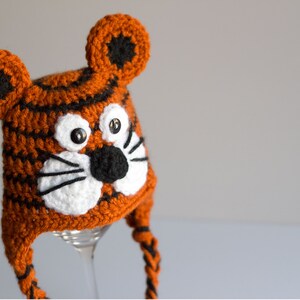 READY TO SHIP Crochet Tiger Hat, Sizes Newborn to Toddler/Kid image 5