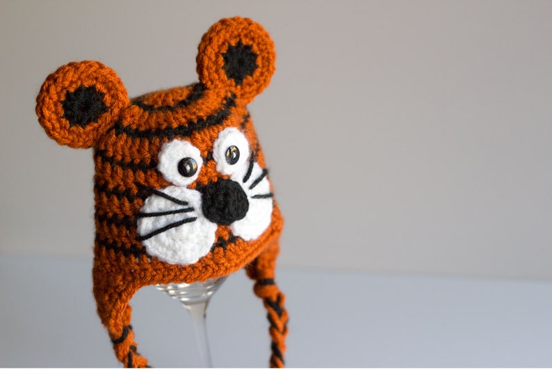 READY TO SHIP Crochet Tiger Hat, Sizes Newborn to Toddler/Kid image 5