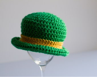 Crochet St. Patrick's Day Leprechaun Hat, Notre Dame Fighting Irish Hat, Sizes Newborn Baby to Toddler and Child