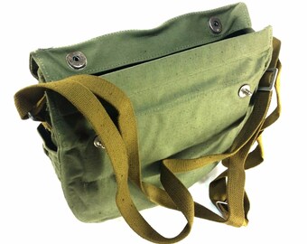 Vintage Soviet Gas Mask Bag, Olive Canvas Military PBF EO-19
