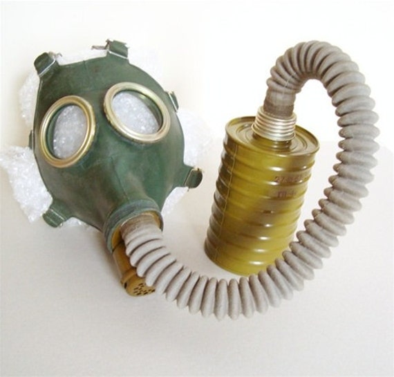 Gas mask. Vintage green gas mask GP4. Soviet gas mas… Gem
