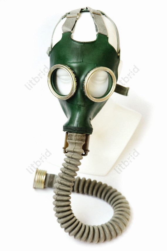 Gas mask. Vintage green gas mask GP-4. Soviet gas 