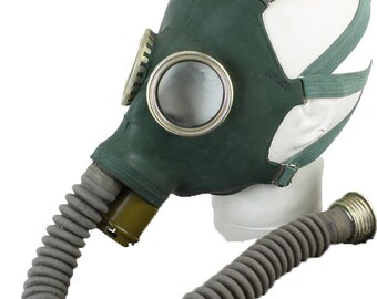 Vintage Soviet GP-4 Gas Mask, Green Rubber (No Filter)