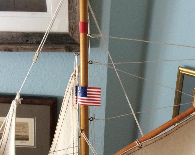 Vintage "Cape Cod" Model Yacht, Gaff Rigged Schooner, Sailboat, Restored
