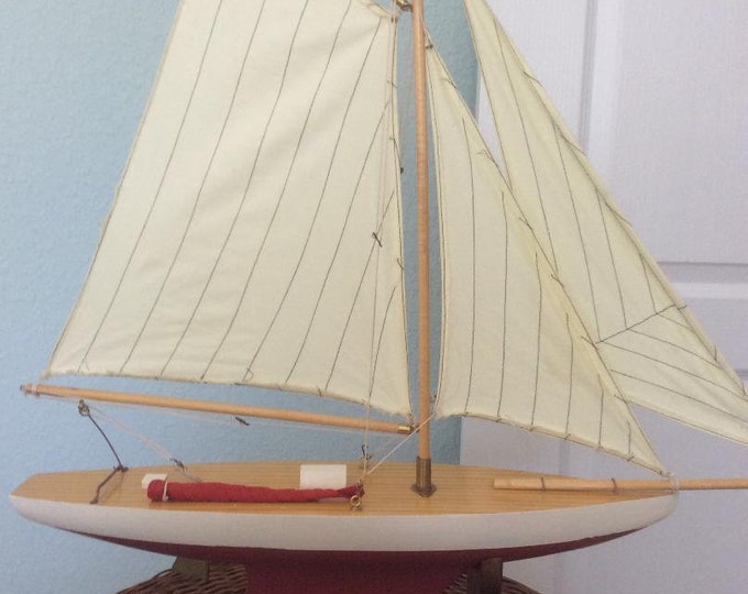 Vintage English Pond Yacht, Sailboat: c.a. 1950's Restored Reproduction