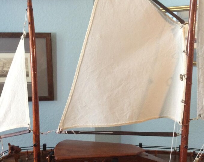 Antique, Rare, Model Yacht, Ketch Sailboat C.A. 1970's Restored