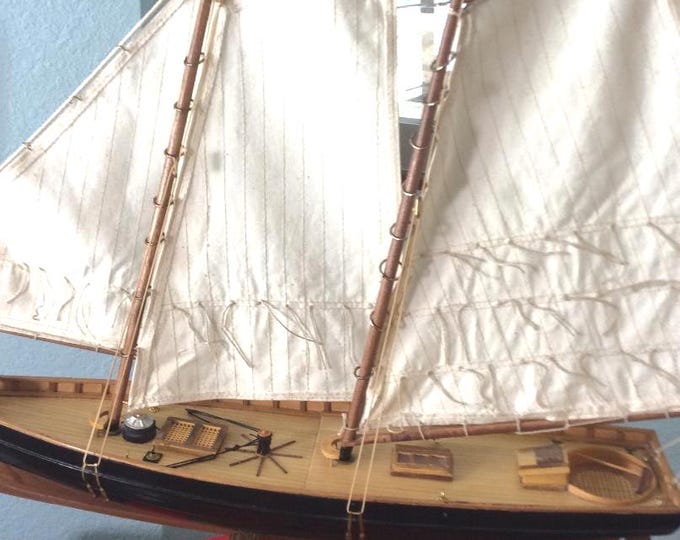 Nantucket Mid Century Model Schooner, Sailboat, c.a. 1970's era