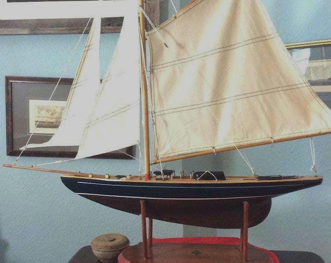 Vintage "Cape Cod" Model Yacht, Gaff Rigged Schooner, Sailboat, Restored