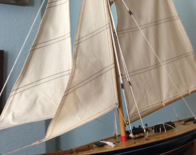 Vintage "Cape Cod" Model Yacht, Gaff Rigged Schooner, Sailboat, Restored