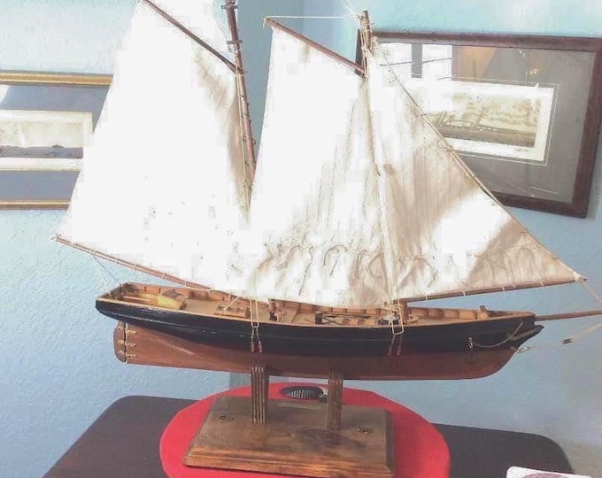 Vintage, Original Nantucket Mid Century Model Schooner, Sailboat, c.a. 1970's era