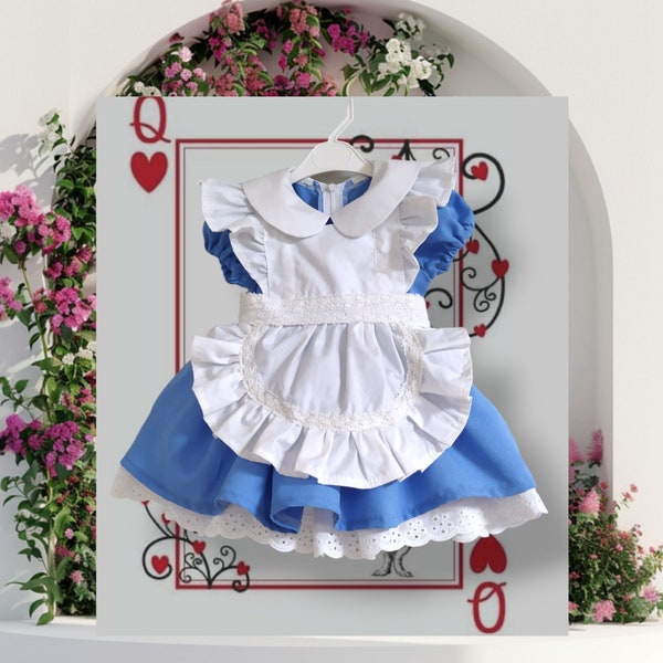 Magie der Wunder: Ein von Alice und Abenteuern inspiriertes Kleid, Geburtstagsoutfit zum Thema Alice im Wunderland, Cosplay-Kostüm, Partykleid für Mädchen