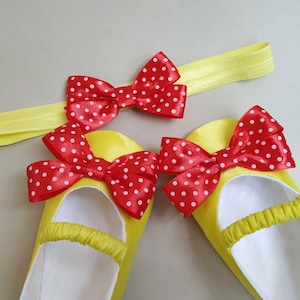 Yellow red  Minnie mouse baby girl costume shoes for 1st birthday, Unique baby shower gift, Toddler girl mary jane shoes, Newborn gift ideas