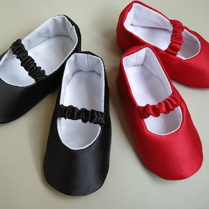 Rote oder schwarze Satin Ballerinas Kleinkind, Säugling Weihnachten Mädchen Schuhe, Soft Mary Jane, rote Kleinkind Mädchen Kleid Schuhe, ausgefallene Mädchen Kostüm Schuhe