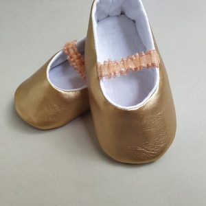 Gold Baby Shoes: Vegan Leather Ballerina Flats, Infant Outfit