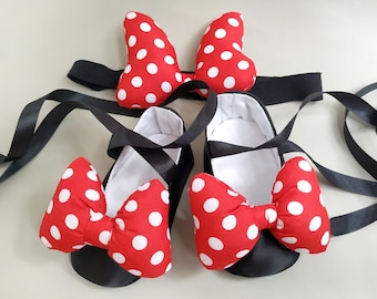 disfraz Minnie mouse zapatos de vestir para niños pequeños y diadema Traje de cumpleaños perfecto para ratones Minnie regalo de baby shower trajes planos de 1er cumpleaños Zapatos Zapatos para niña Merceditas 