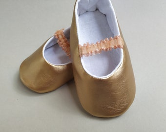 GOLD baby shoes for princess, Vegan ballerina shoes, 1st birthday outfit, Christmas gold baby outfit, Infant shoes, Gold baby shower gift