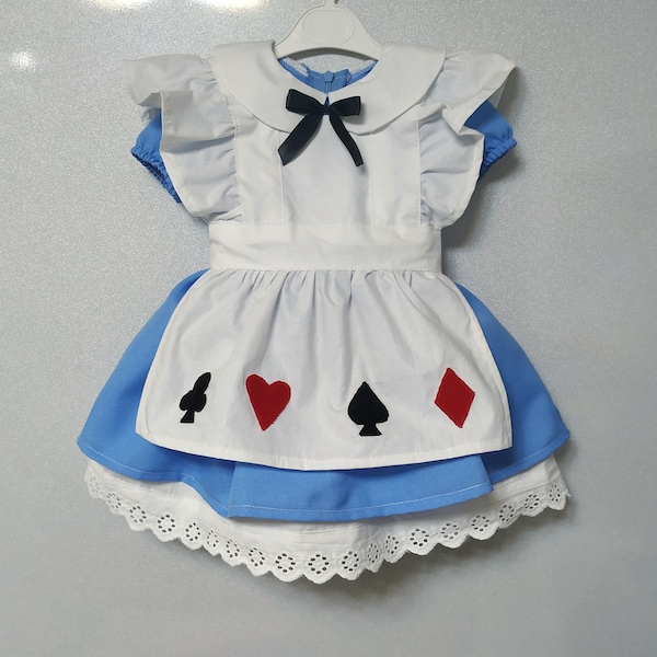 Perfect Alice in wonderland birthday outfit, Alice baby dress Cosplay costume, Girls Party Dress, Blue toddler dress with apron