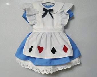 Perfect Alice in wonderland birthday outfit, Alice baby dress Cosplay costume, Girls Party Dress, Blue toddler dress with apron