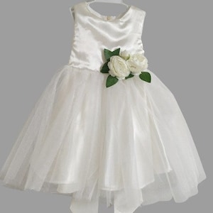Ivory Lovely flower girl dress, Baby wedding outfit, Baby dress for birthday party, Tea Party, Tulle tutu for photo shoot