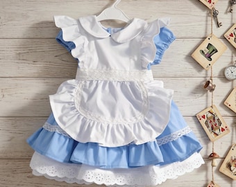Alice in Wonderland Birthday Dress: Blue Cotton Cosplay Costume