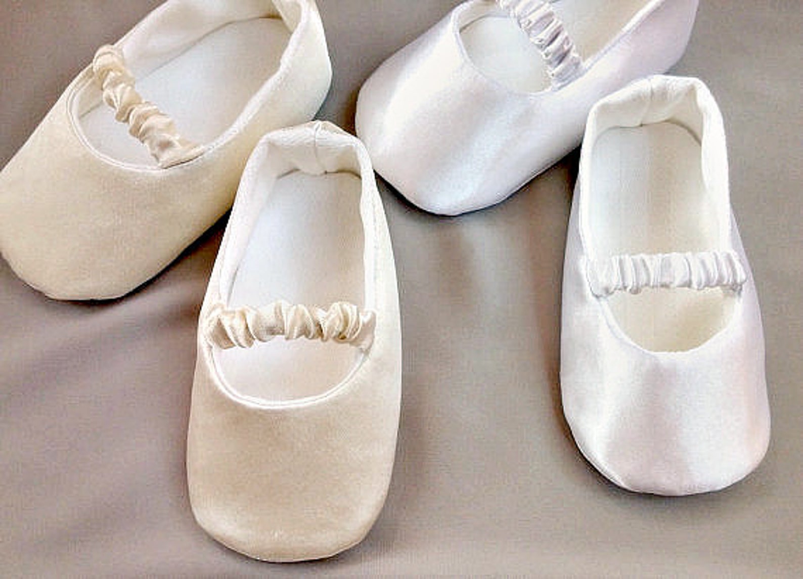 white or ivory baby ballet slippers, christening shoes, ivory or white ballerina flats, satin shoes, baptism shoes, baby wedding